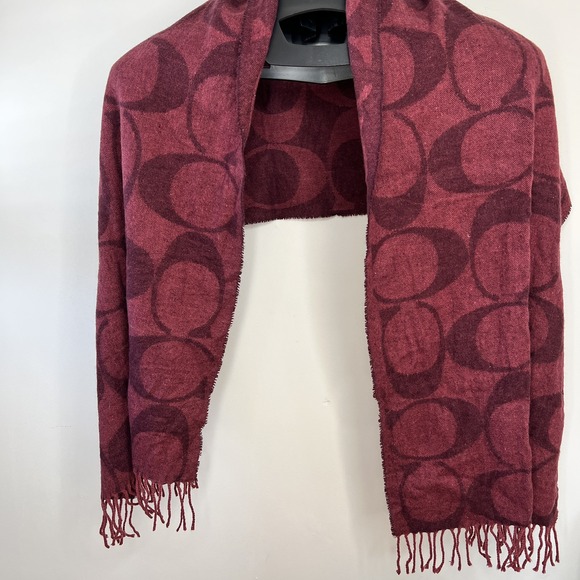 Coach Accessories - Authentic Coach Red Signature‎ Logo Wool Scarf 10" X 70"
